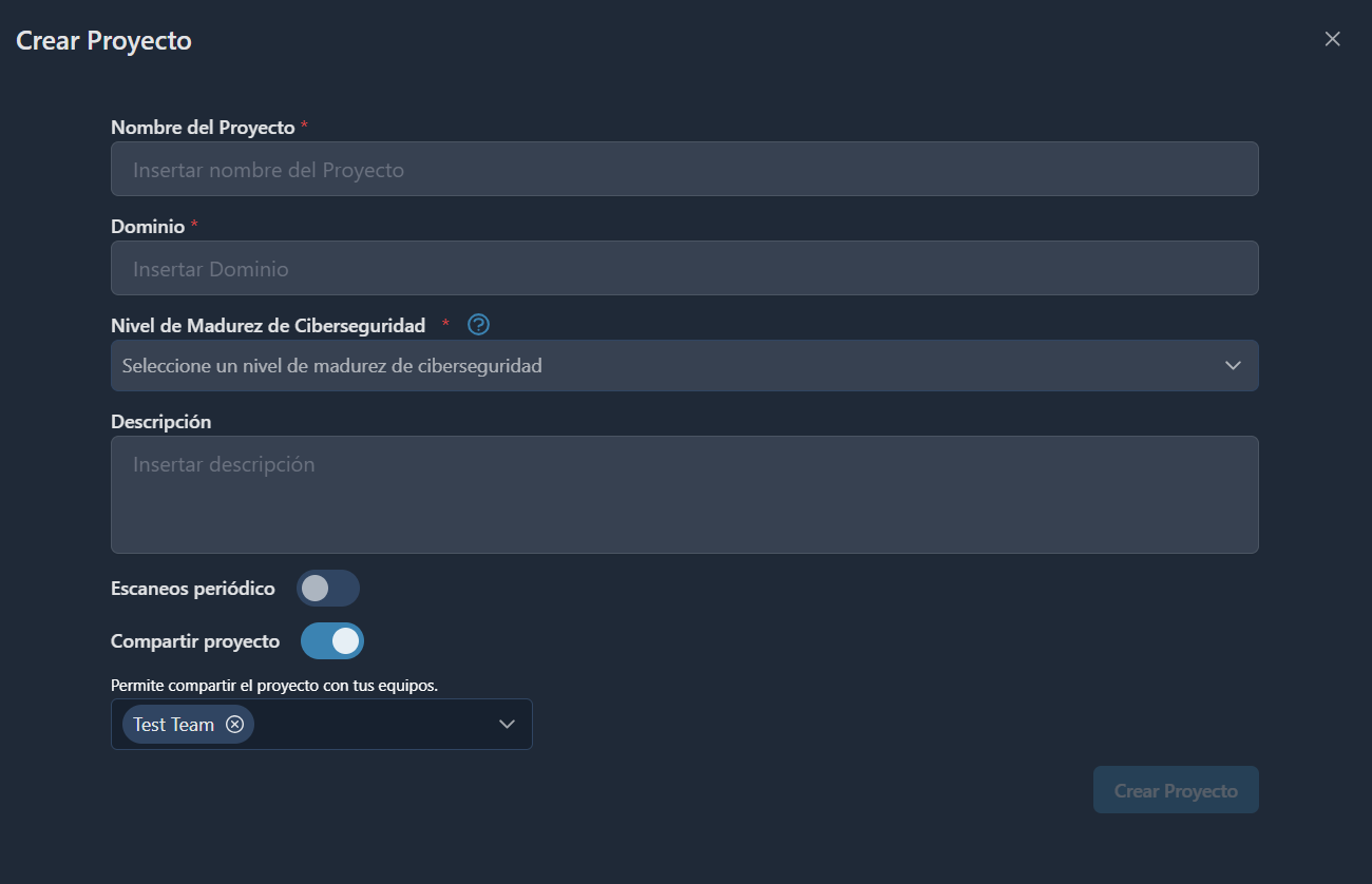Share project in create project